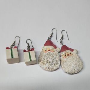 Santa and Gift Box Presents Christmas Earrings